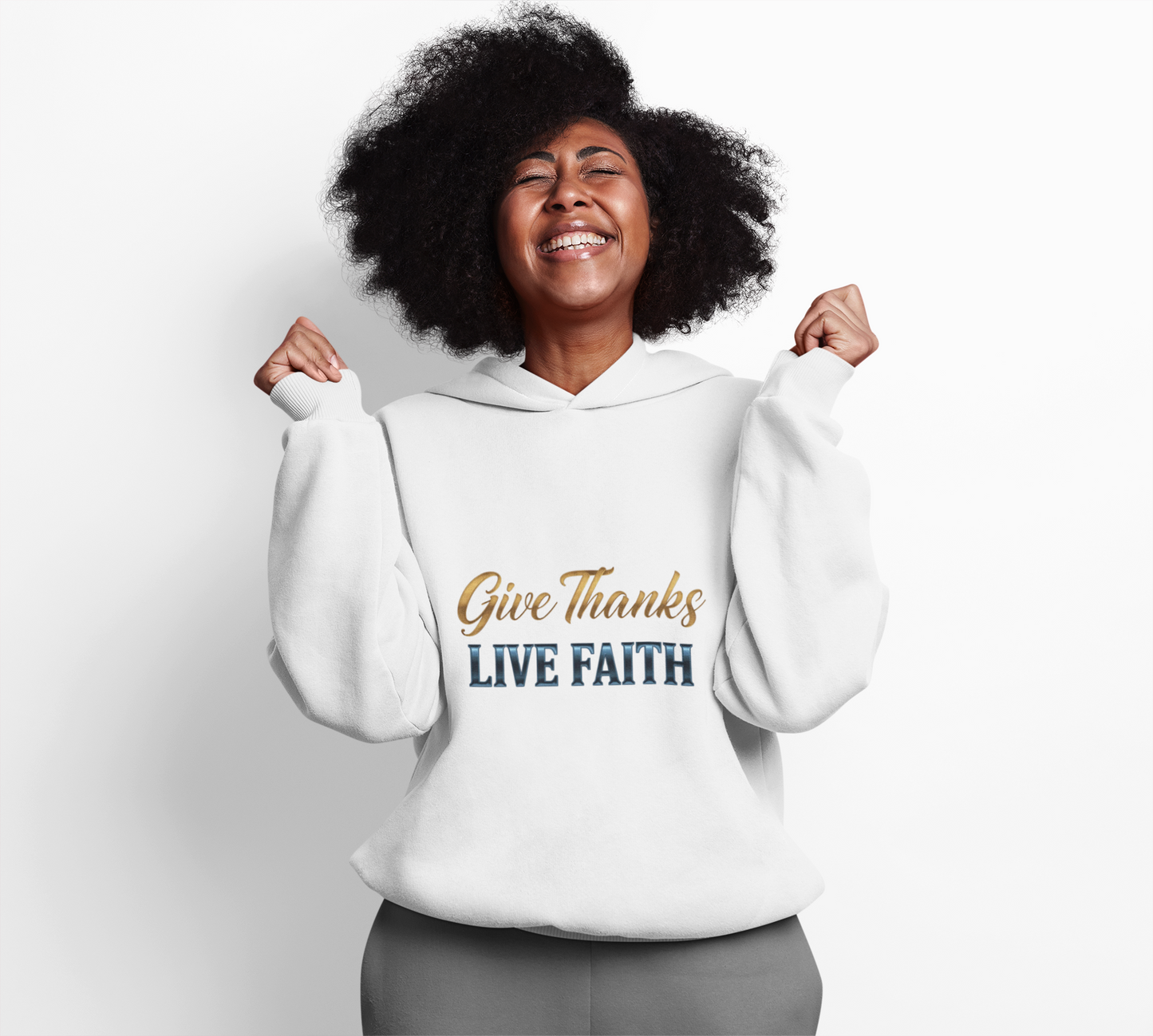 “Give Thanks, Live Faith” Unisex Midweight Softstyle Fleece Hoodie