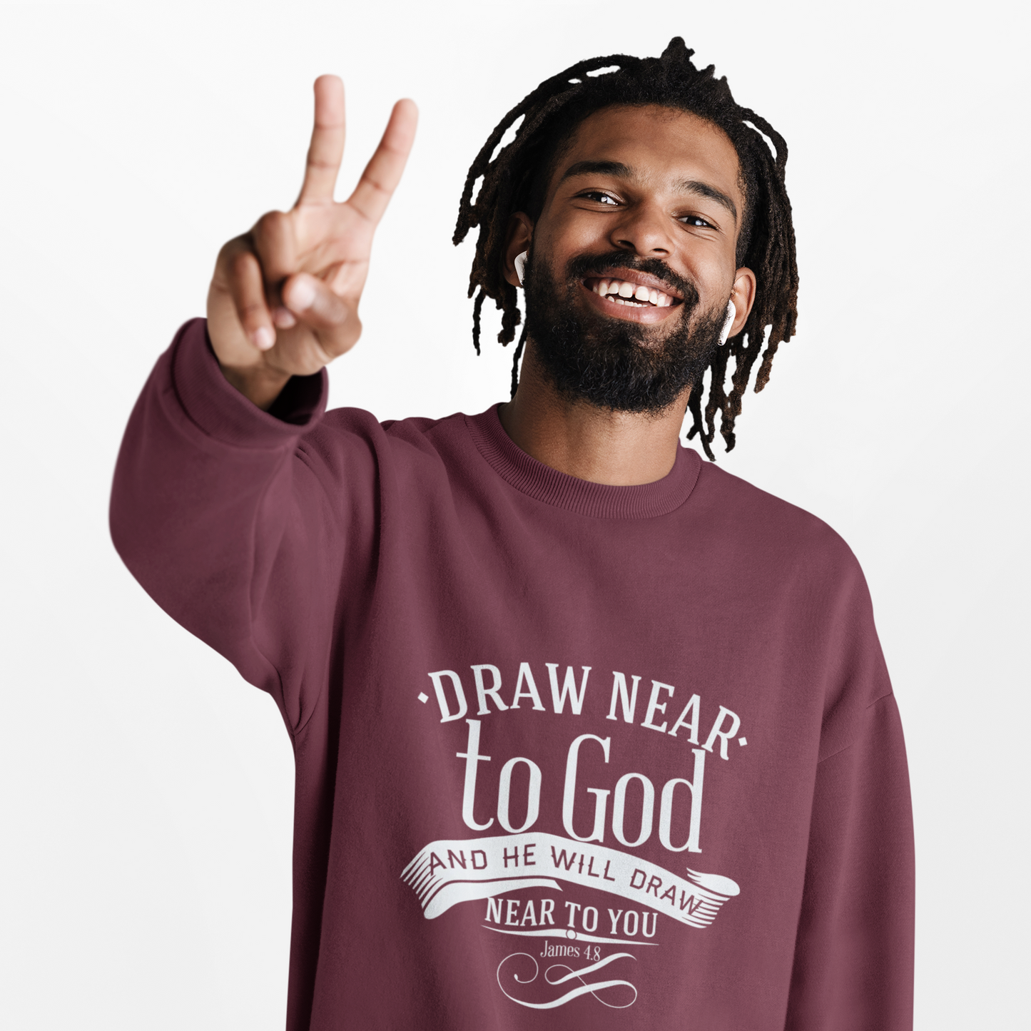 Inspirational Crewneck Sweatshirt - "Draw Near to God" Design