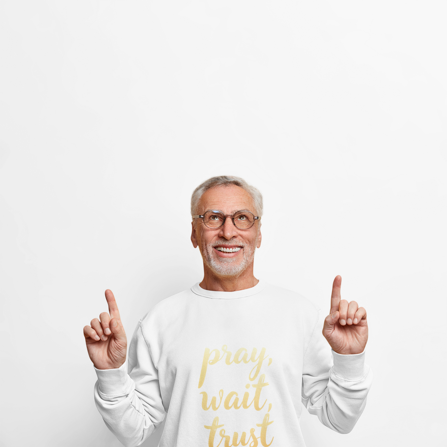 Inspirational Crewneck Sweatshirt - "Pray, Wait, Trust"