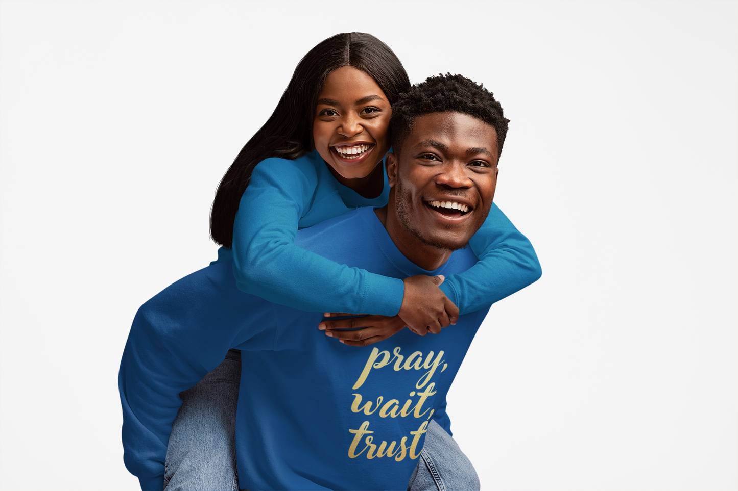 Inspirational Crewneck Sweatshirt - "Pray, Wait, Trust"