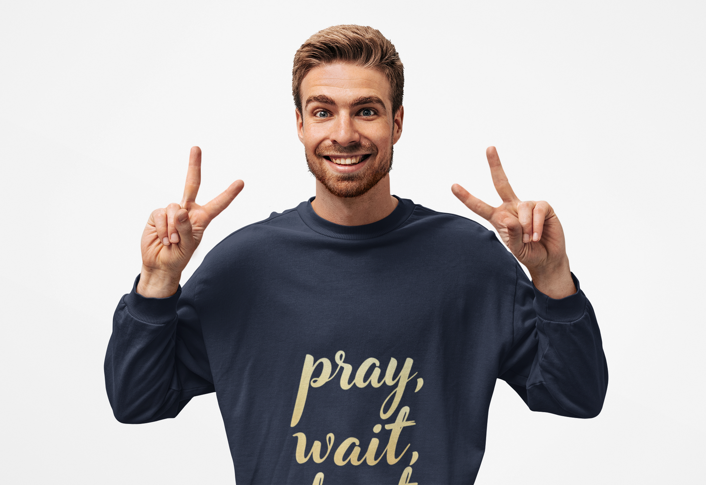 Inspirational Crewneck Sweatshirt - "Pray, Wait, Trust"