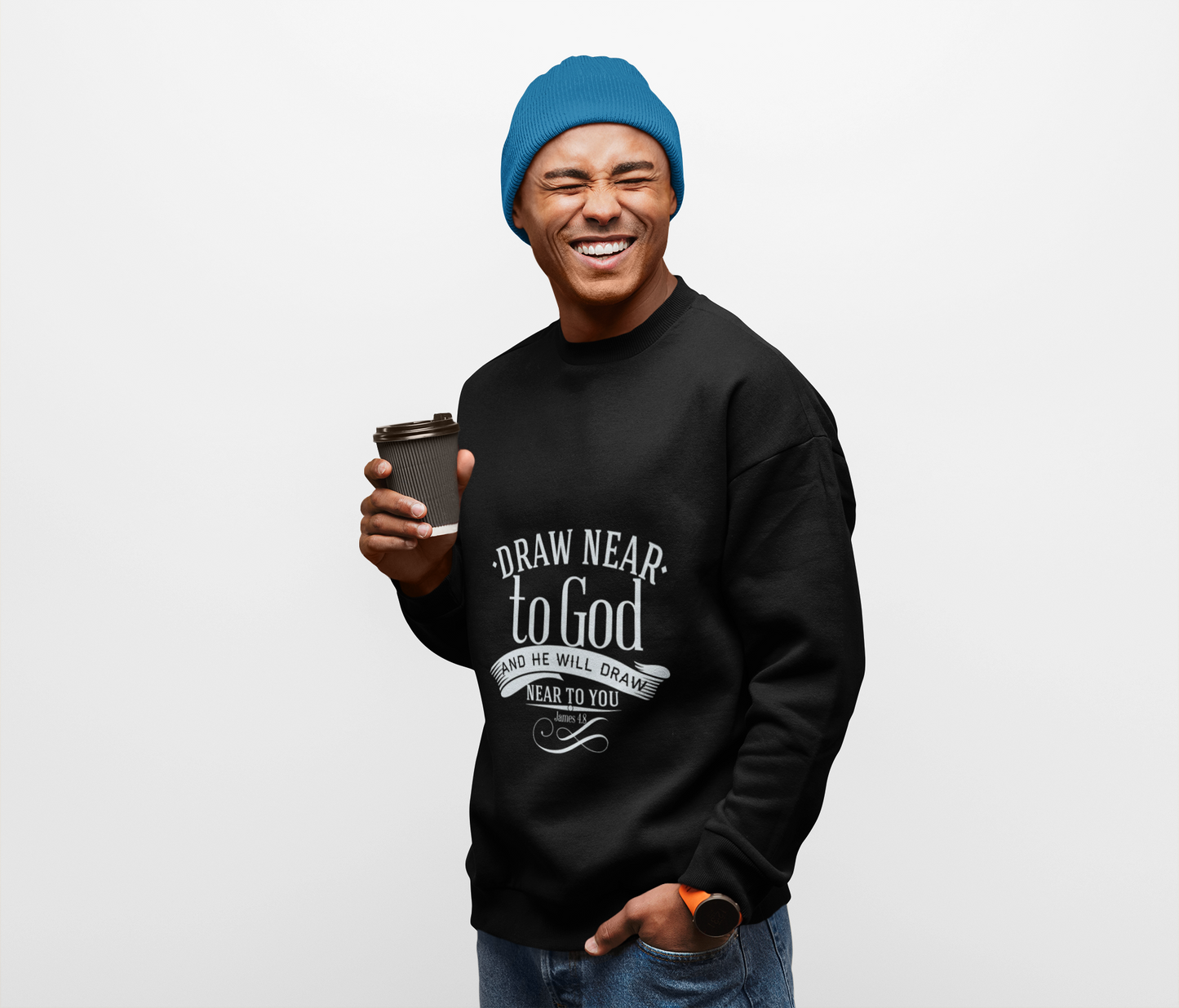 Inspirational Crewneck Sweatshirt - "Draw Near to God" Design