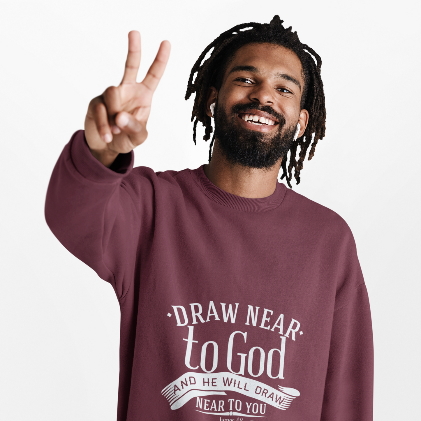 Inspirational Crewneck Sweatshirt - "Draw Near to God" Design