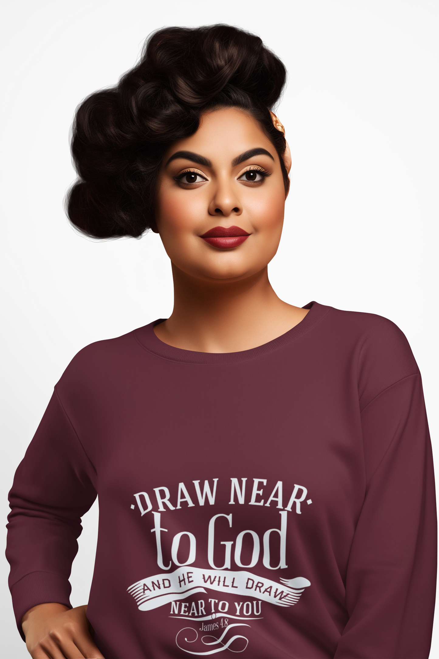 Inspirational Crewneck Sweatshirt - "Draw Near to God" Design
