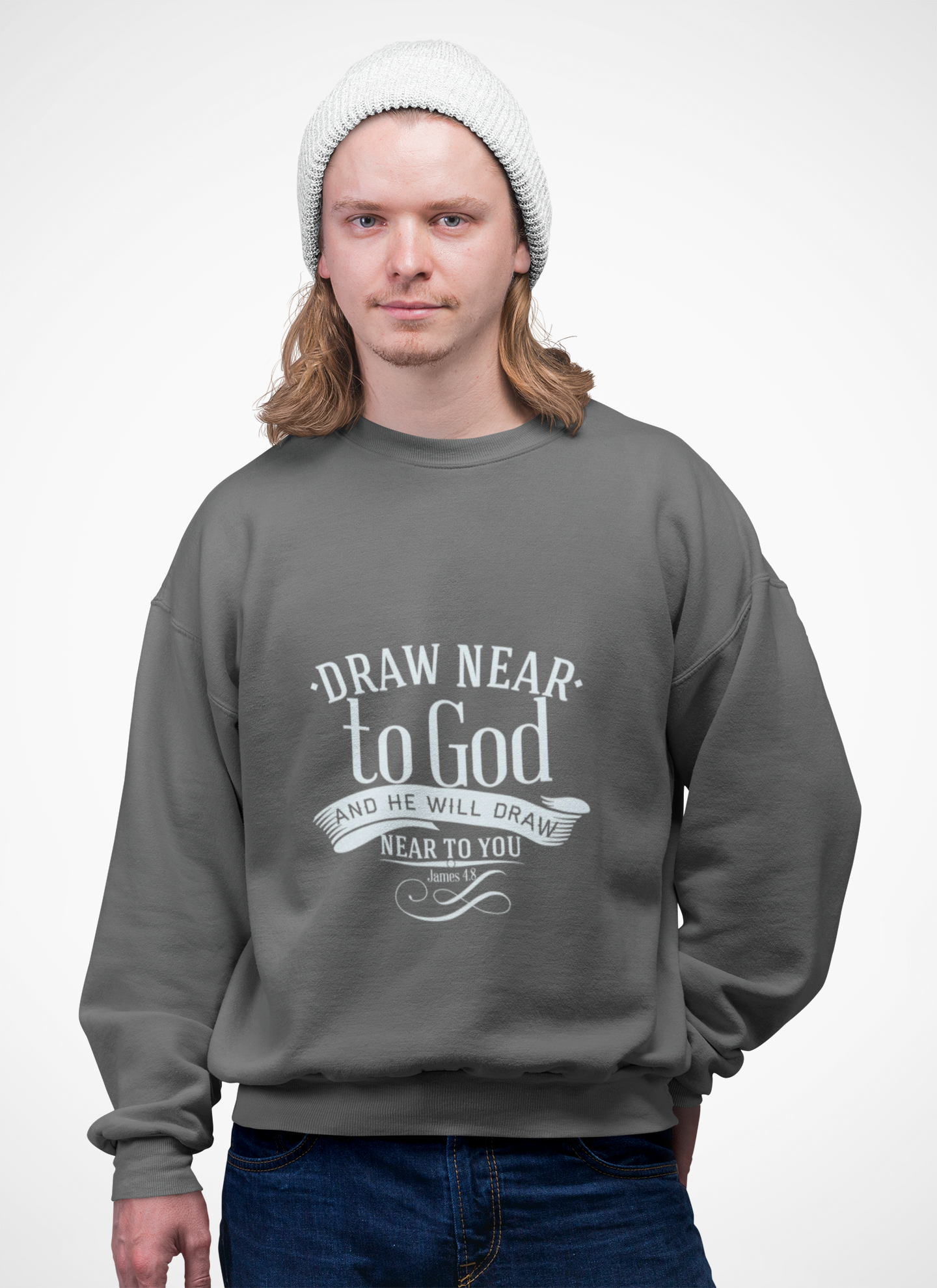 Inspirational Crewneck Sweatshirt - "Draw Near to God" Design