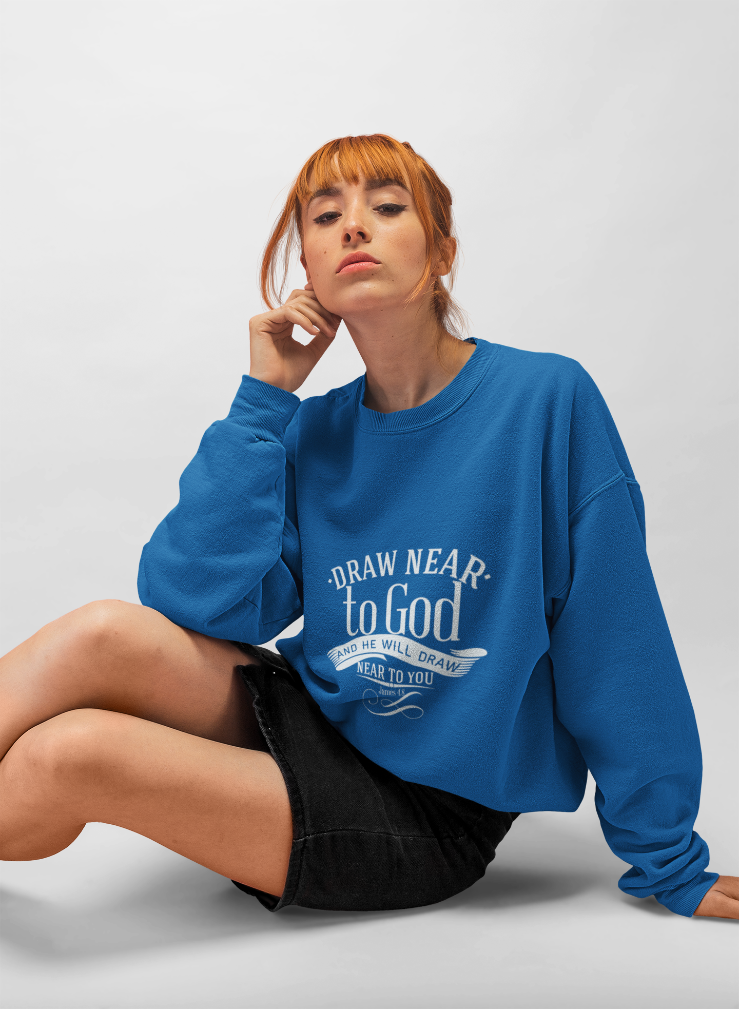 Inspirational Crewneck Sweatshirt - "Draw Near to God" Design