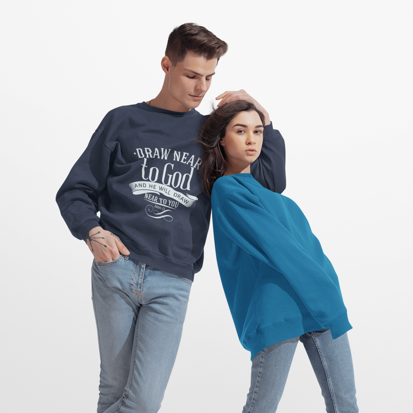 Inspirational Crewneck Sweatshirt - "Draw Near to God" Design