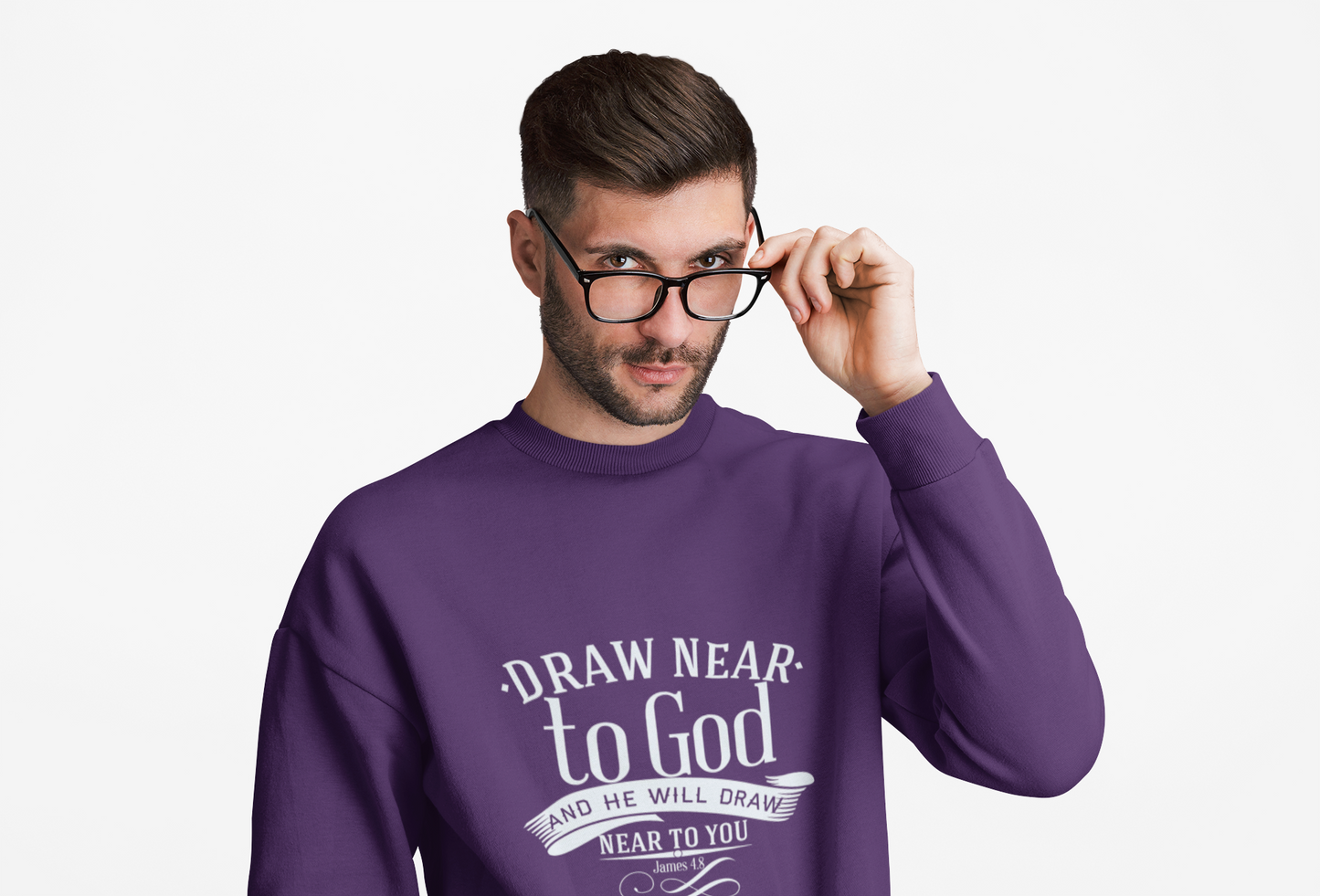 Inspirational Crewneck Sweatshirt - "Draw Near to God" Design