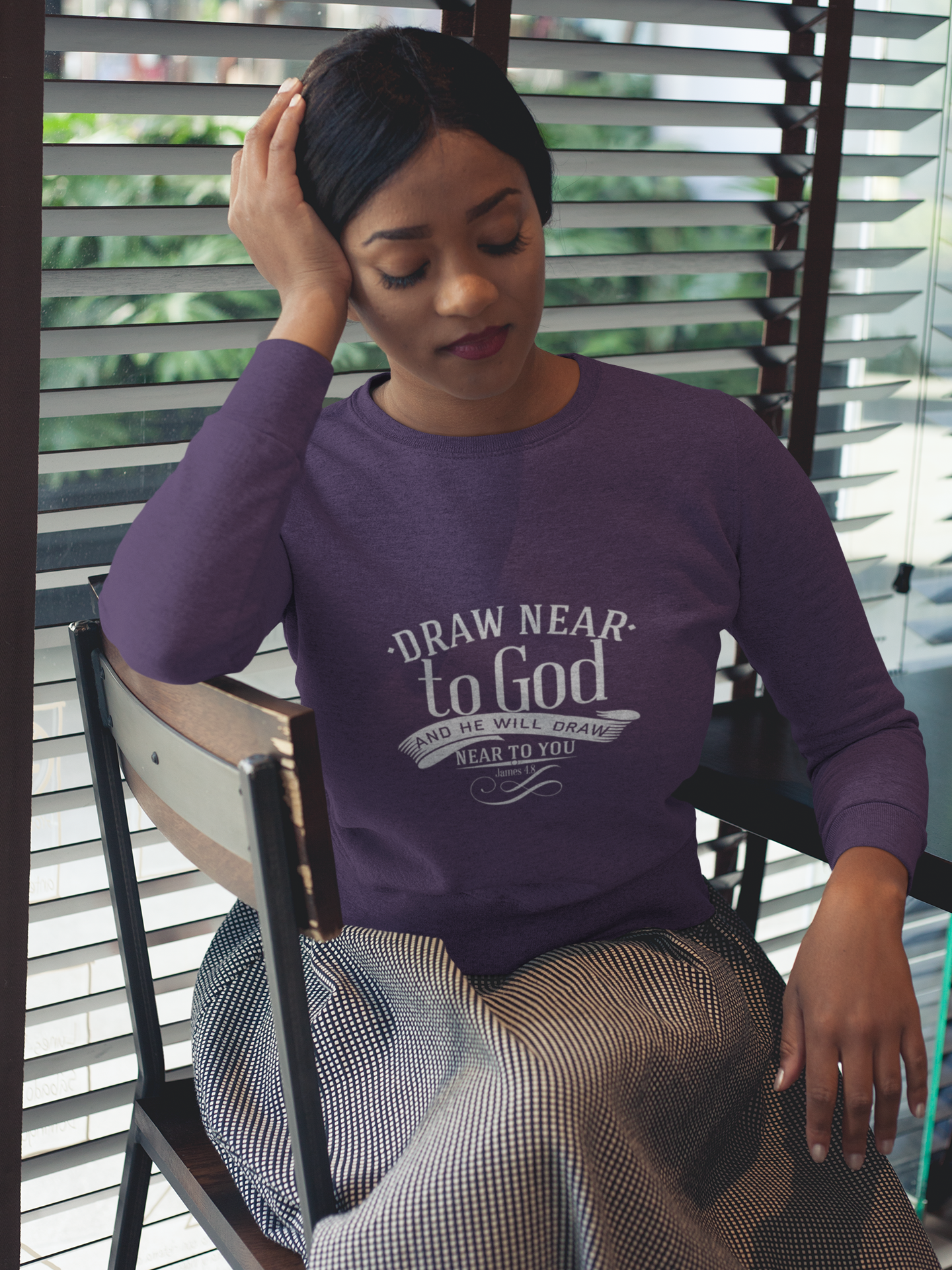 Inspirational Crewneck Sweatshirt - "Draw Near to God" Design