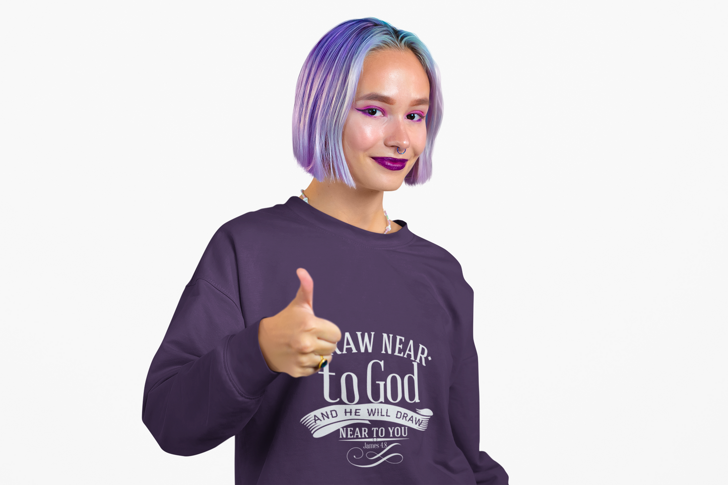 Inspirational Crewneck Sweatshirt - "Draw Near to God" Design
