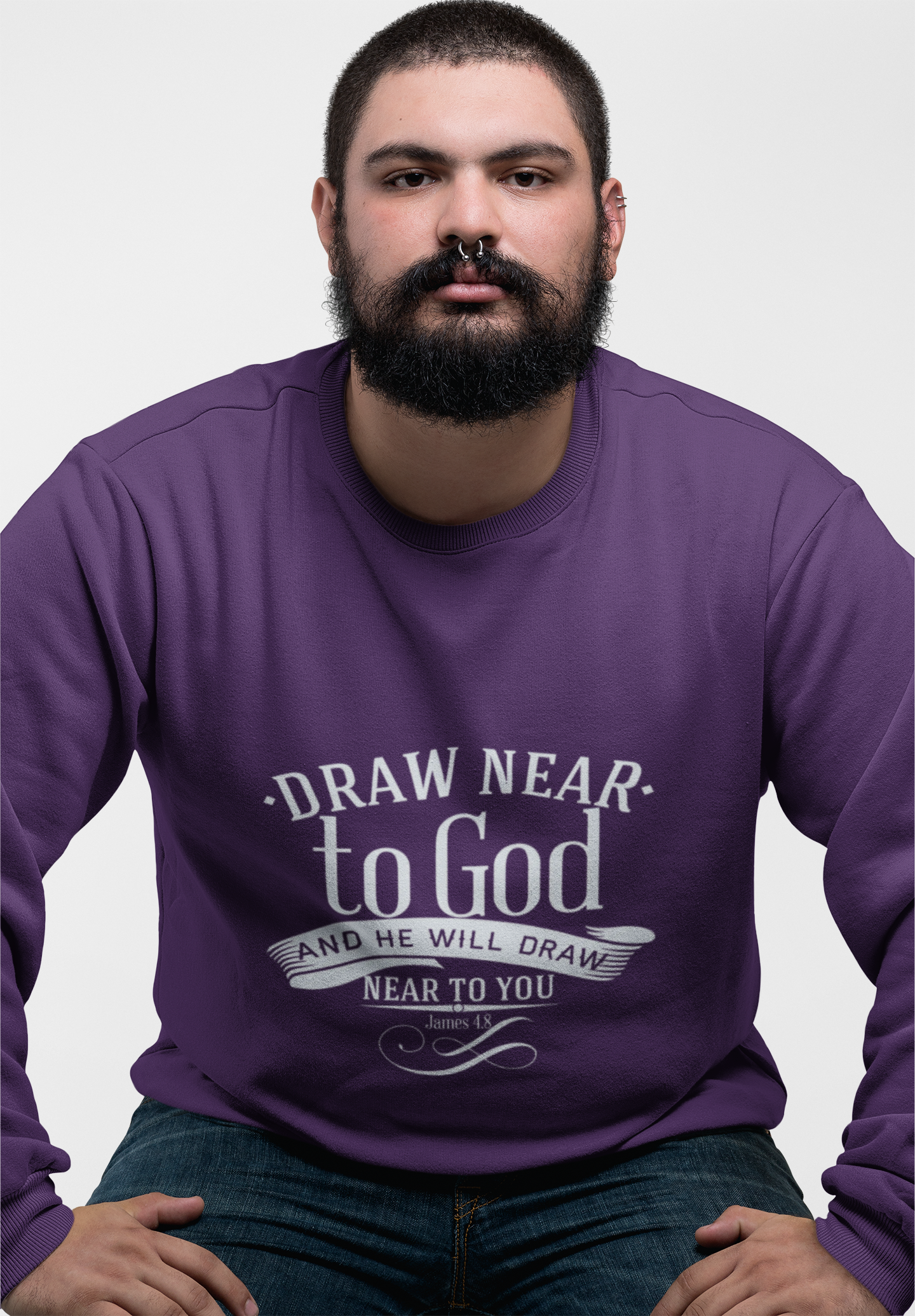 Inspirational Crewneck Sweatshirt - "Draw Near to God" Design