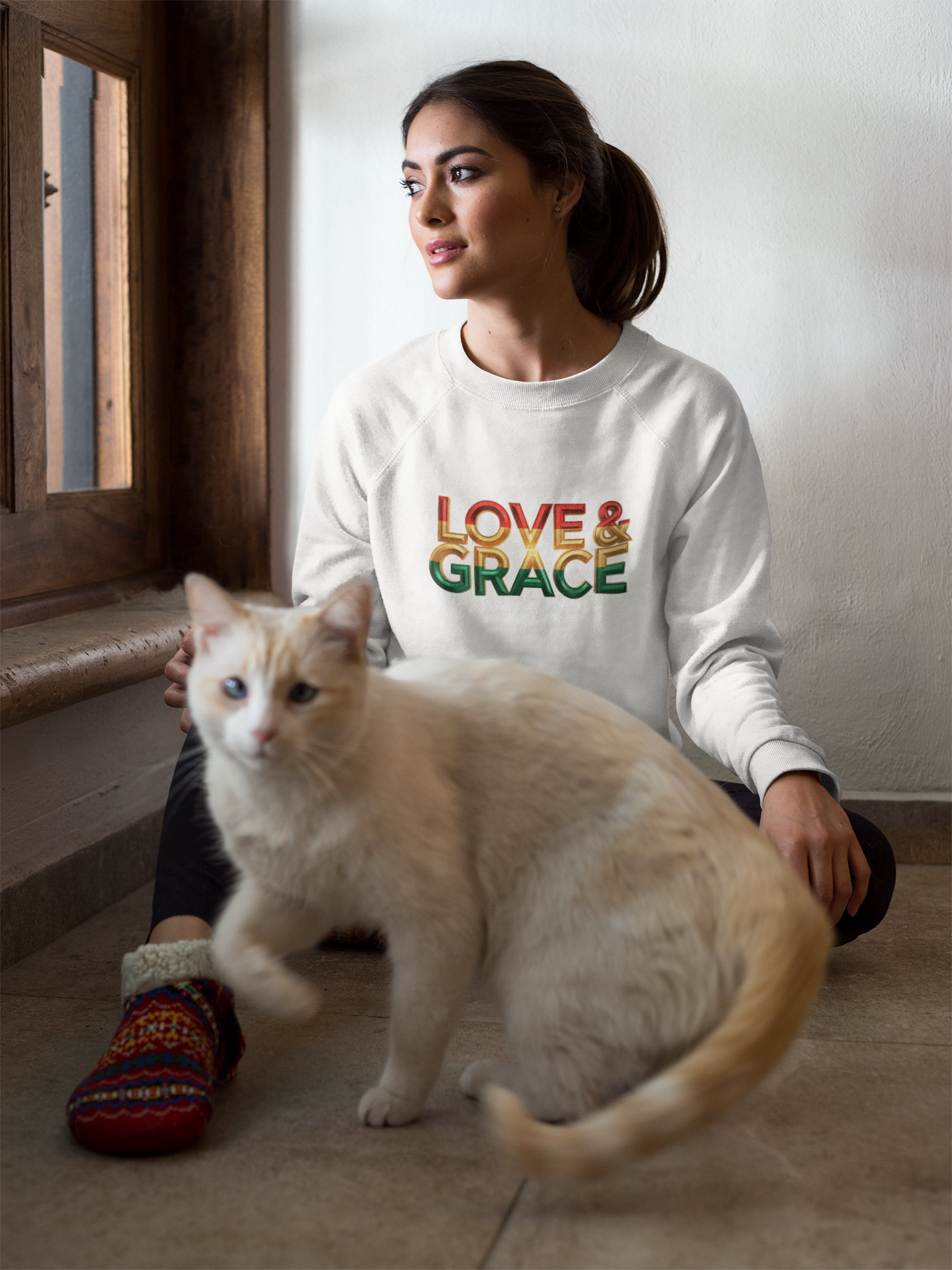 Inspirational Crewneck Sweatshirt - "Love & Grace" Design