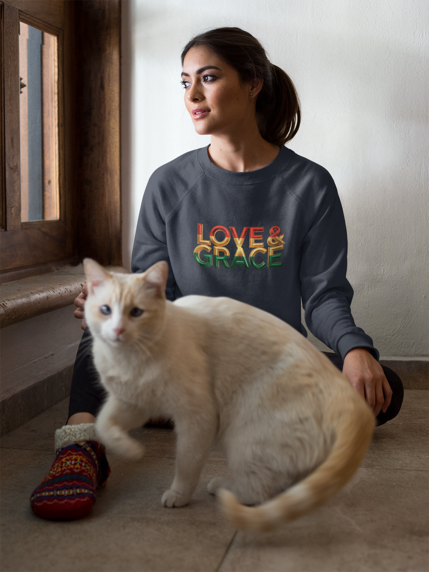 Inspirational Crewneck Sweatshirt - "Love & Grace" Design