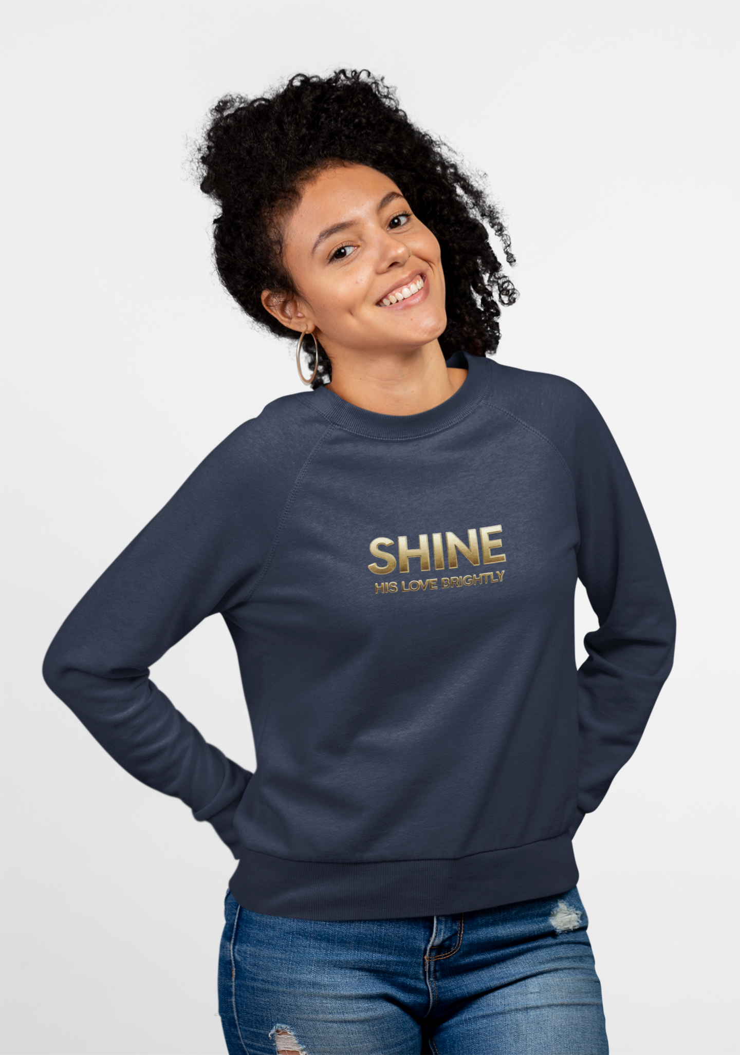 Inspirational Crewneck Sweatshirt - "Shine His Love Brightly” Edition
