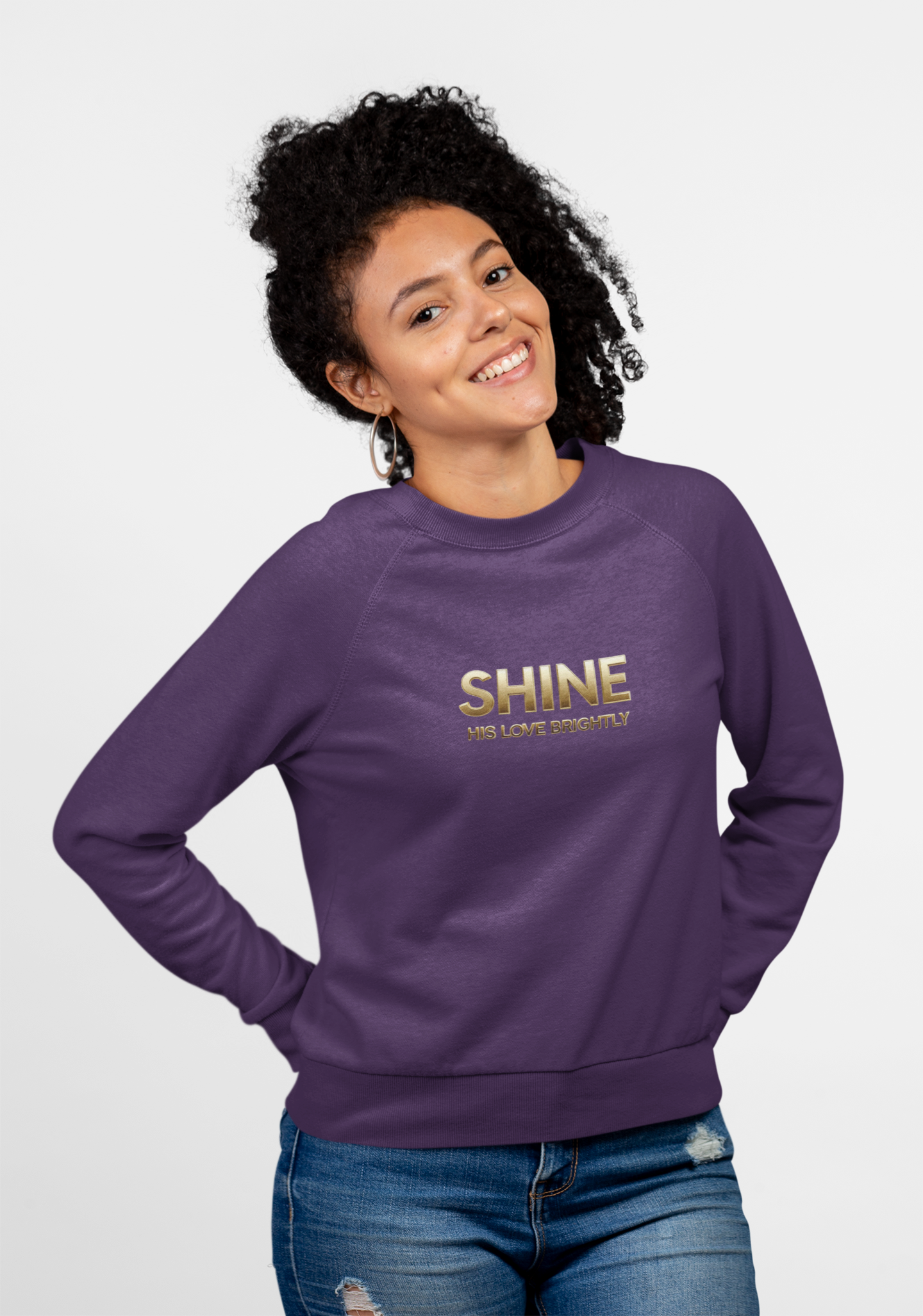 Inspirational Crewneck Sweatshirt - "Shine His Love Brightly” Edition