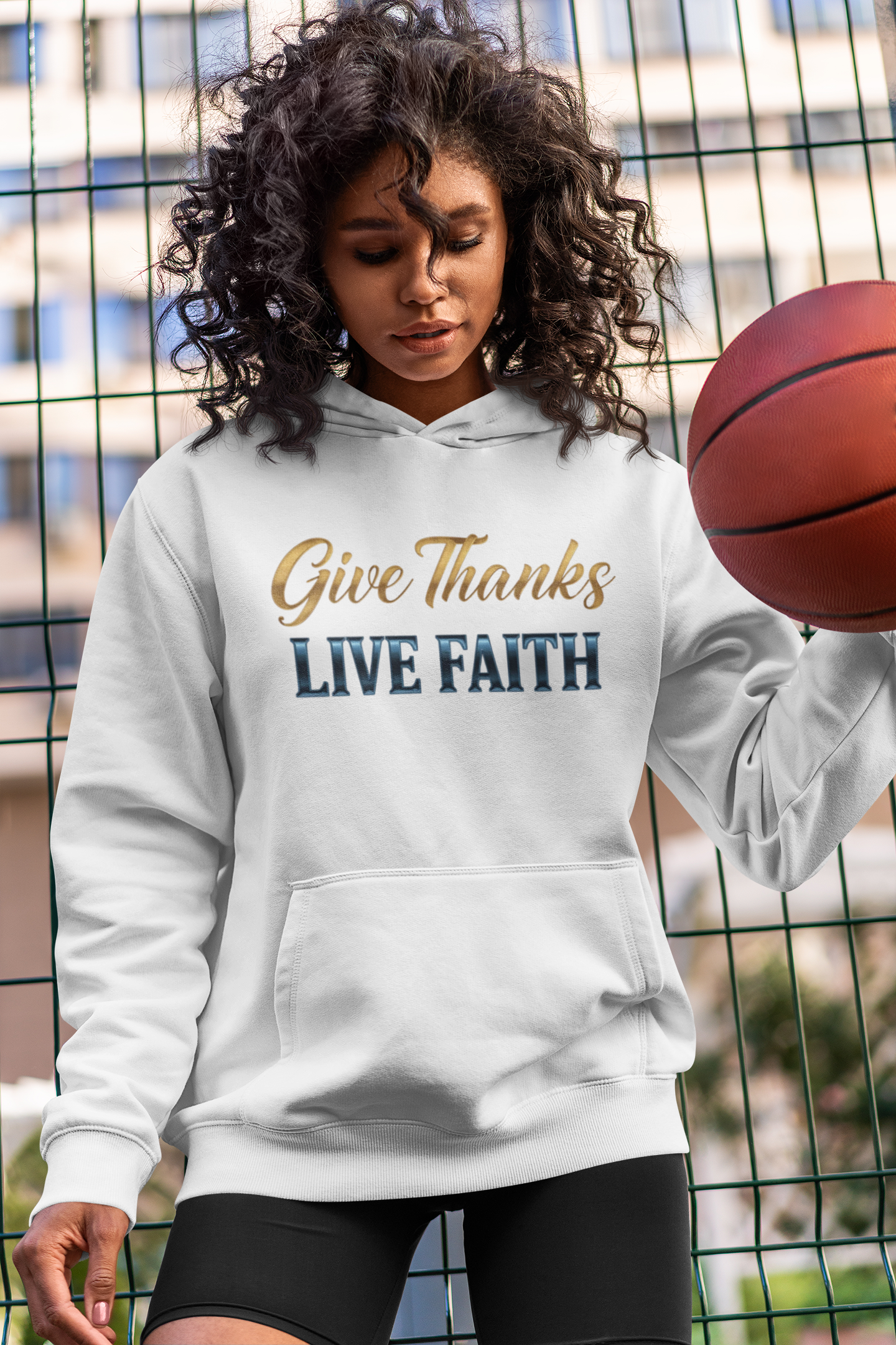“Give Thanks, Live Faith” Unisex Midweight Softstyle Fleece Hoodie