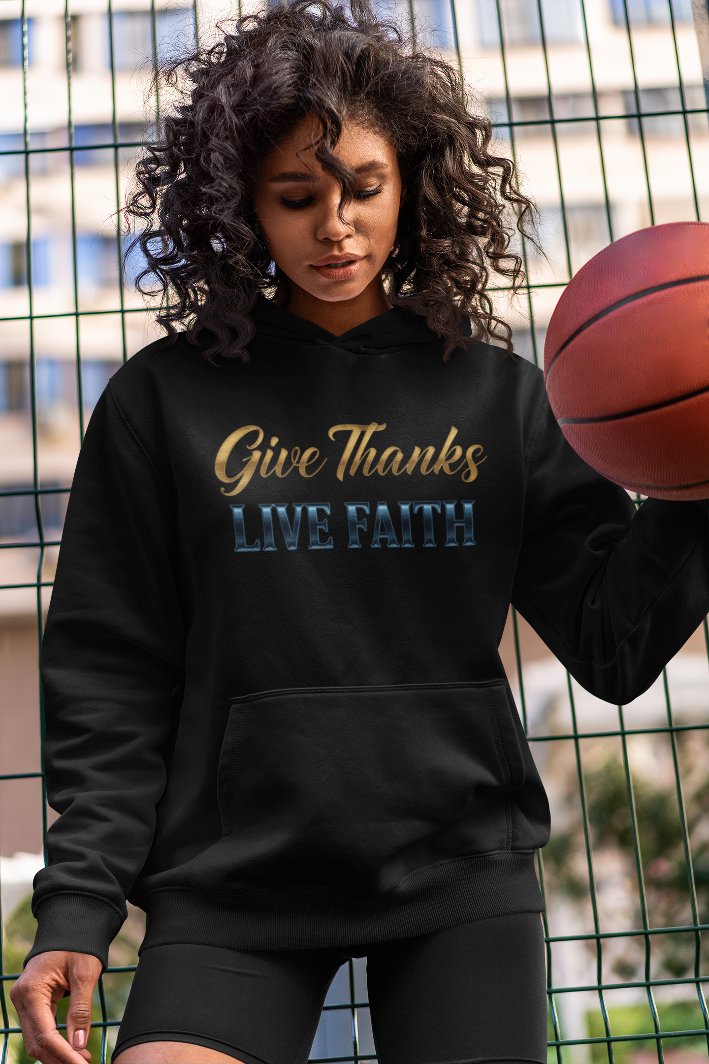 “Give Thanks, Live Faith” Unisex Midweight Softstyle Fleece Hoodie