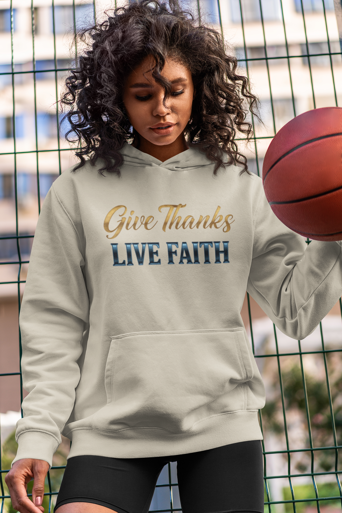 “Give Thanks, Live Faith” Unisex Midweight Softstyle Fleece Hoodie