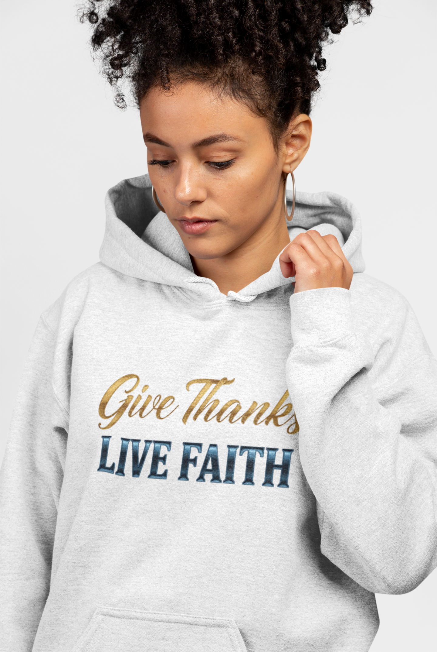 “Give Thanks, Live Faith” Unisex Midweight Softstyle Fleece Hoodie