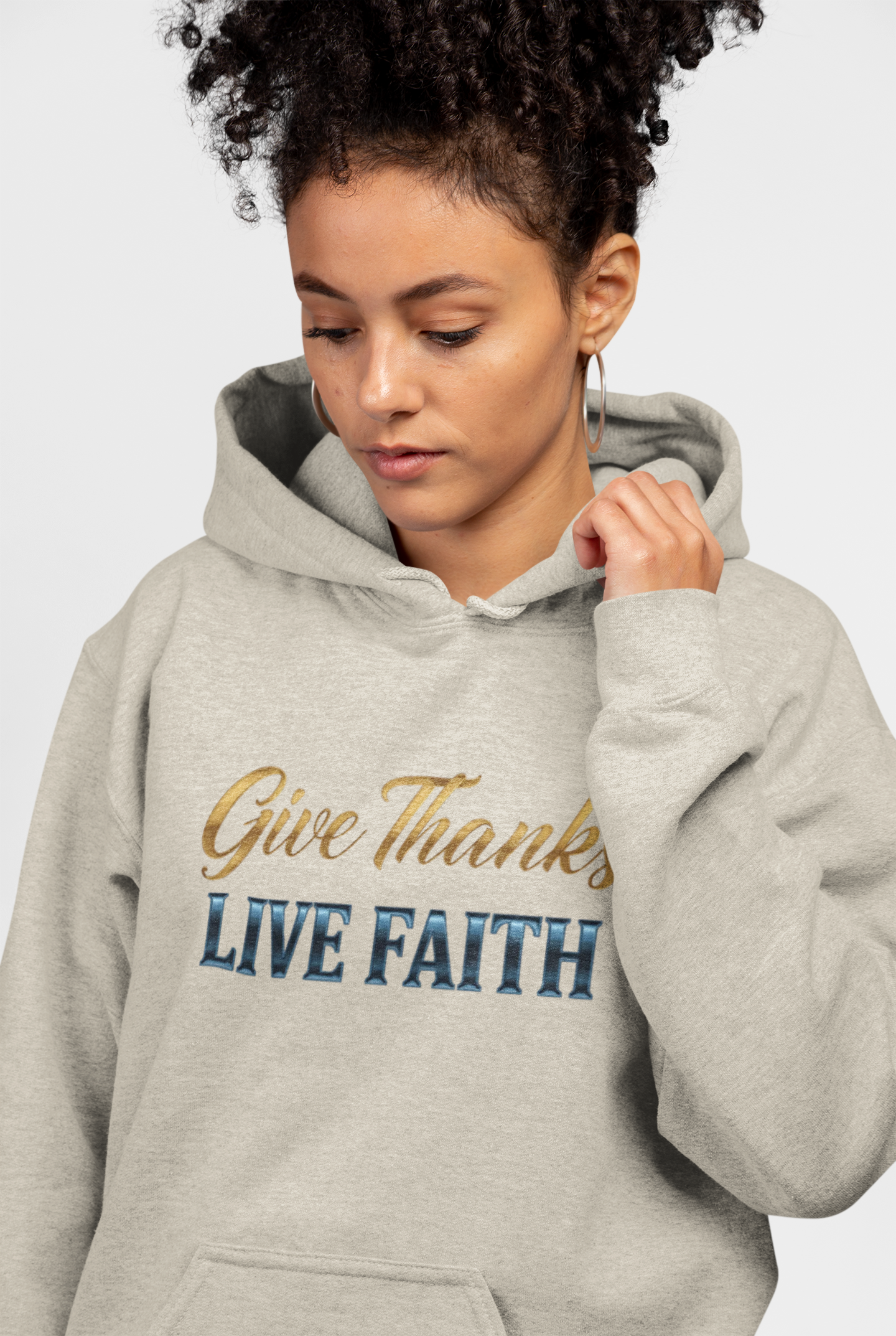 “Give Thanks, Live Faith” Unisex Midweight Softstyle Fleece Hoodie