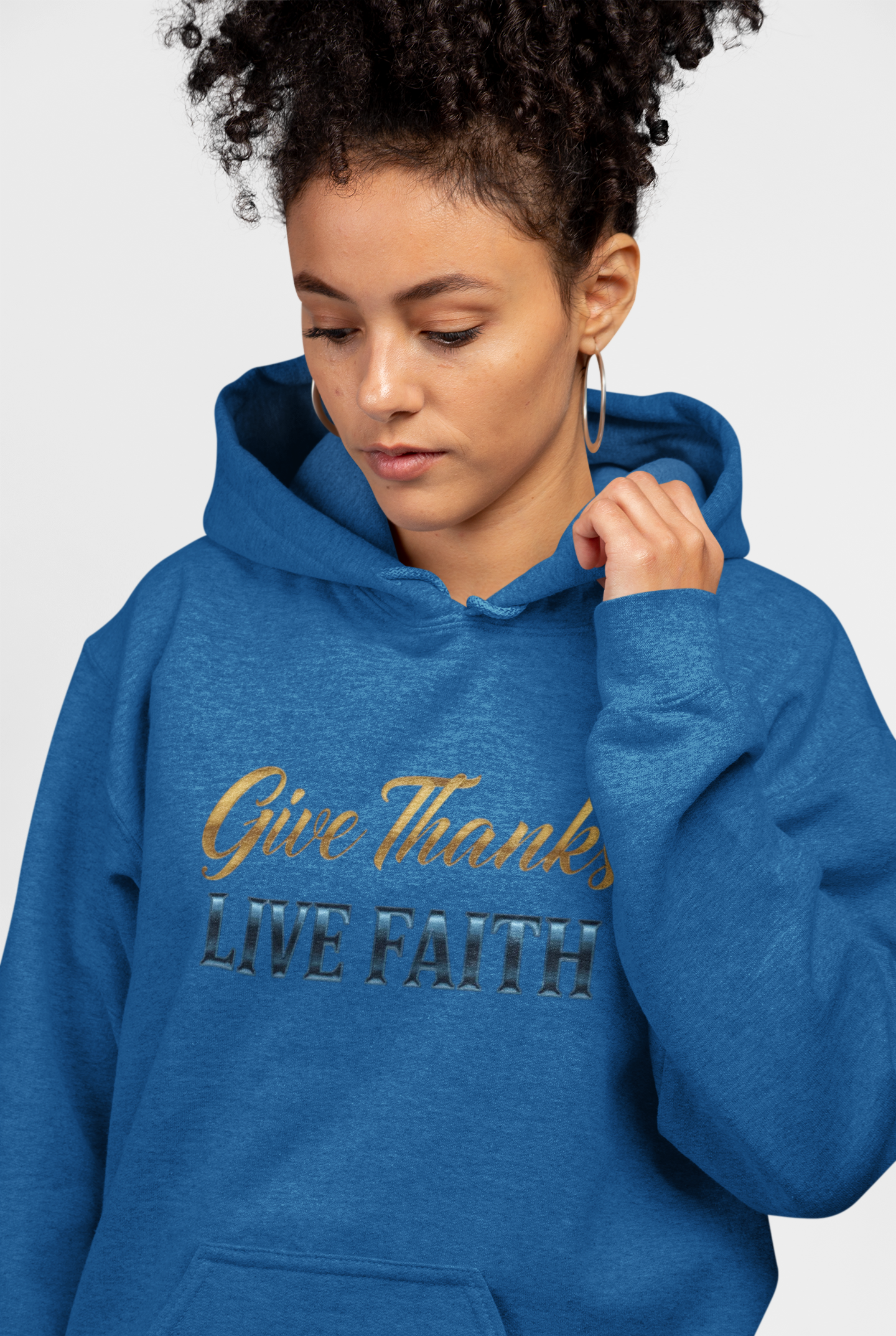 “Give Thanks, Live Faith” Unisex Midweight Softstyle Fleece Hoodie