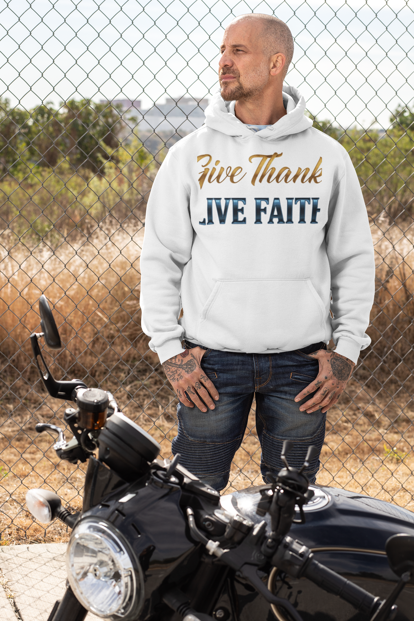 “Give Thanks, Live Faith” Unisex Midweight Softstyle Fleece Hoodie