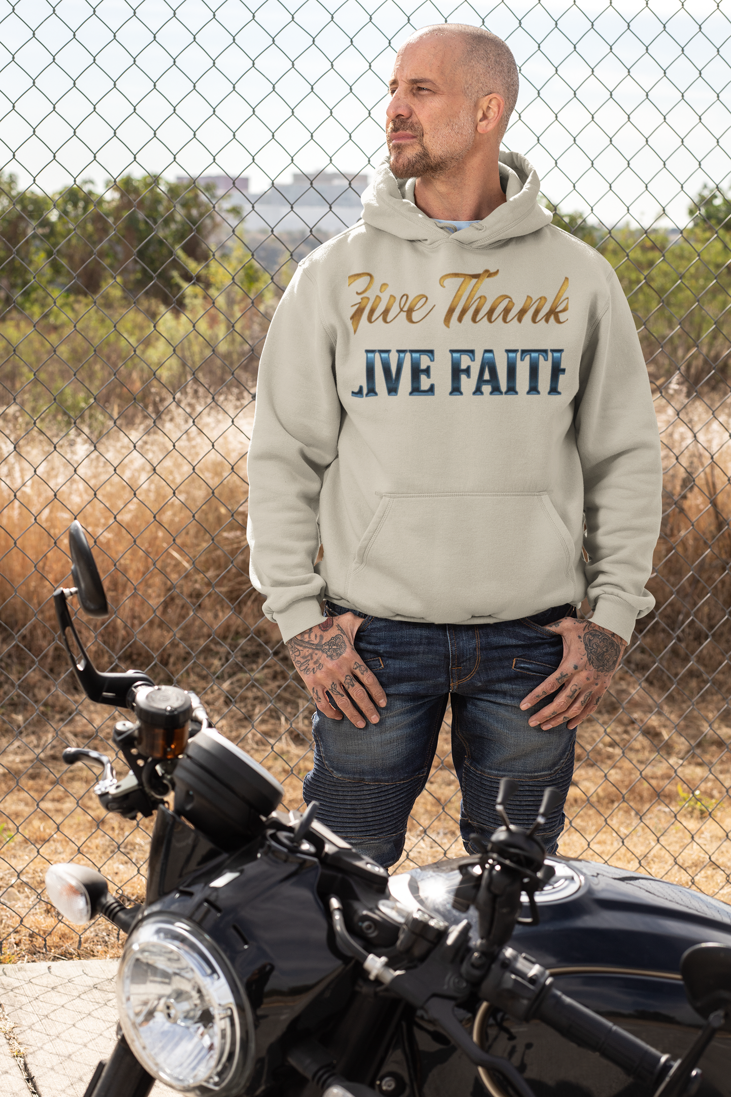 “Give Thanks, Live Faith” Unisex Midweight Softstyle Fleece Hoodie