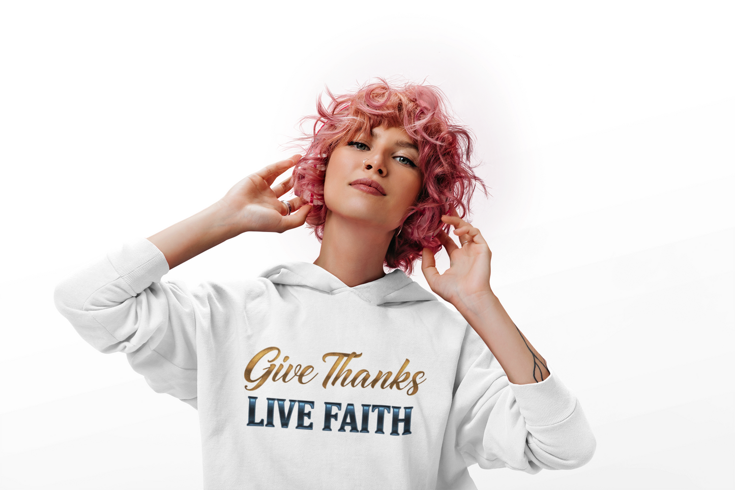 “Give Thanks, Live Faith” Unisex Midweight Softstyle Fleece Hoodie
