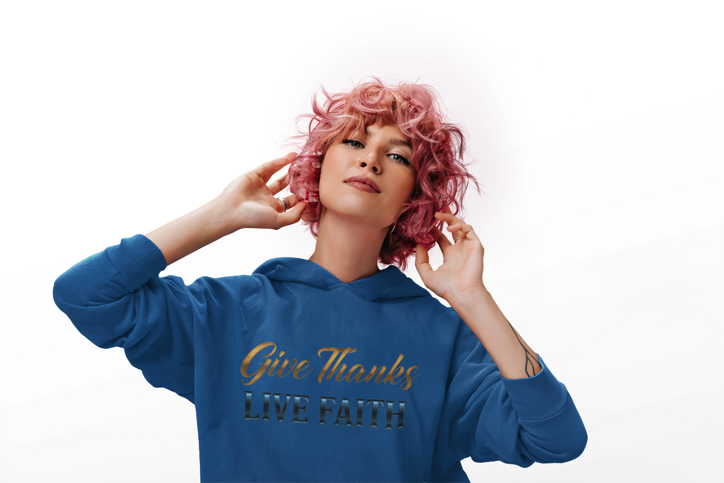 “Give Thanks, Live Faith” Unisex Midweight Softstyle Fleece Hoodie