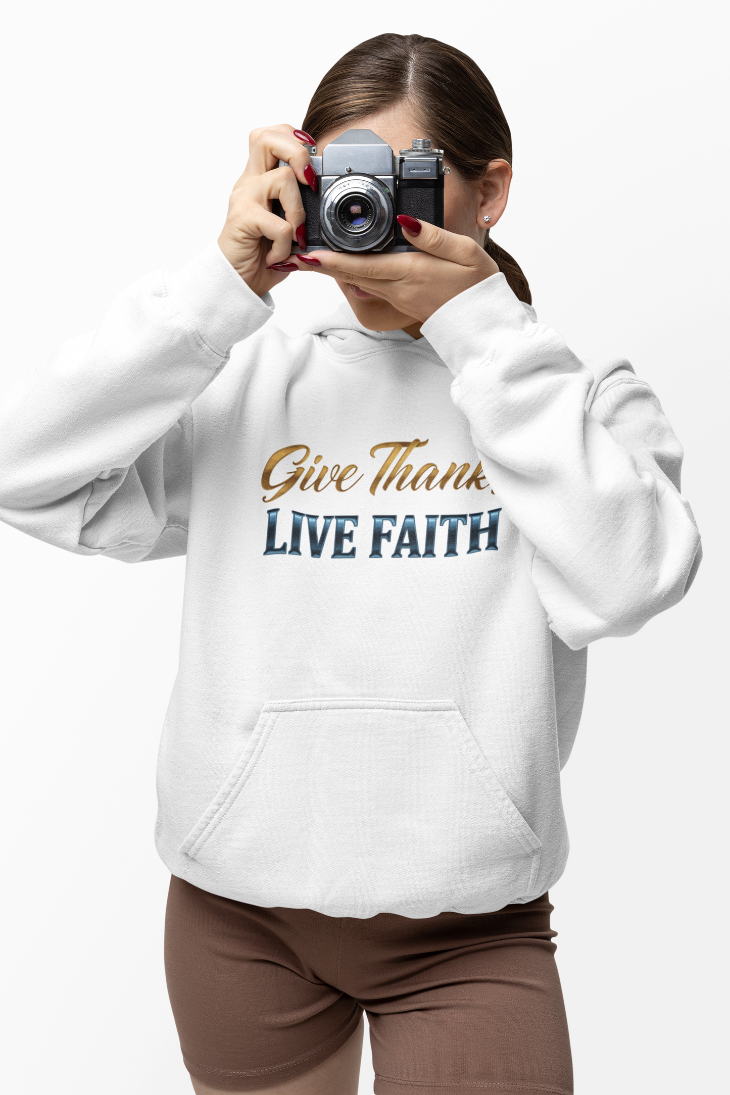 “Give Thanks, Live Faith” Unisex Midweight Softstyle Fleece Hoodie