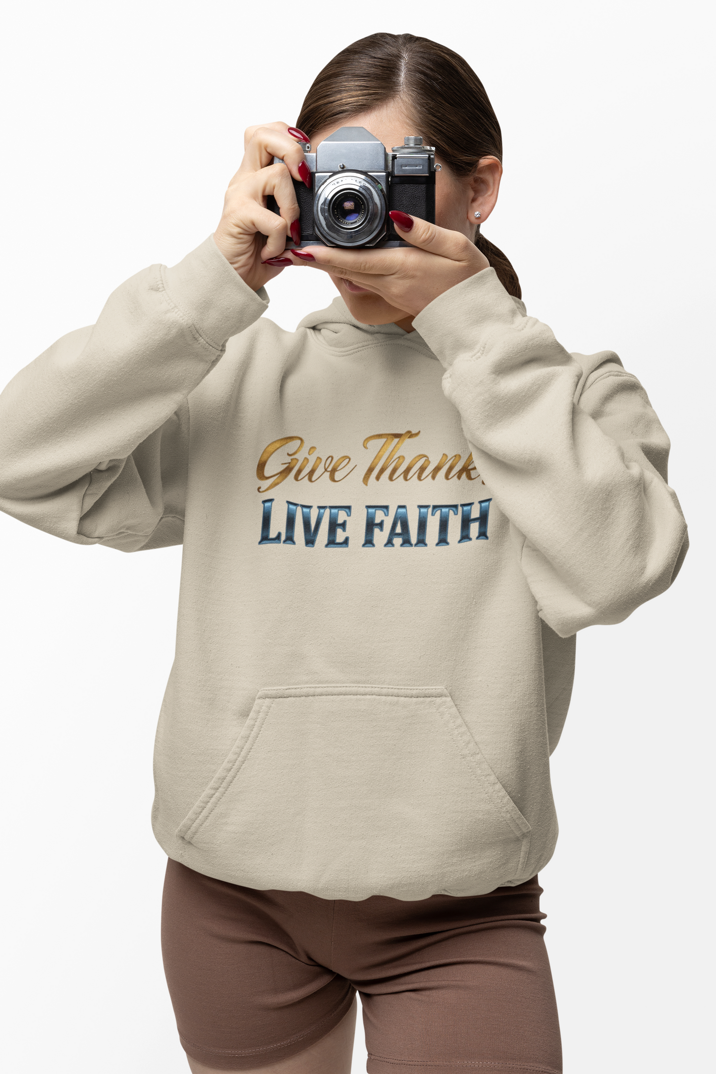 “Give Thanks, Live Faith” Unisex Midweight Softstyle Fleece Hoodie