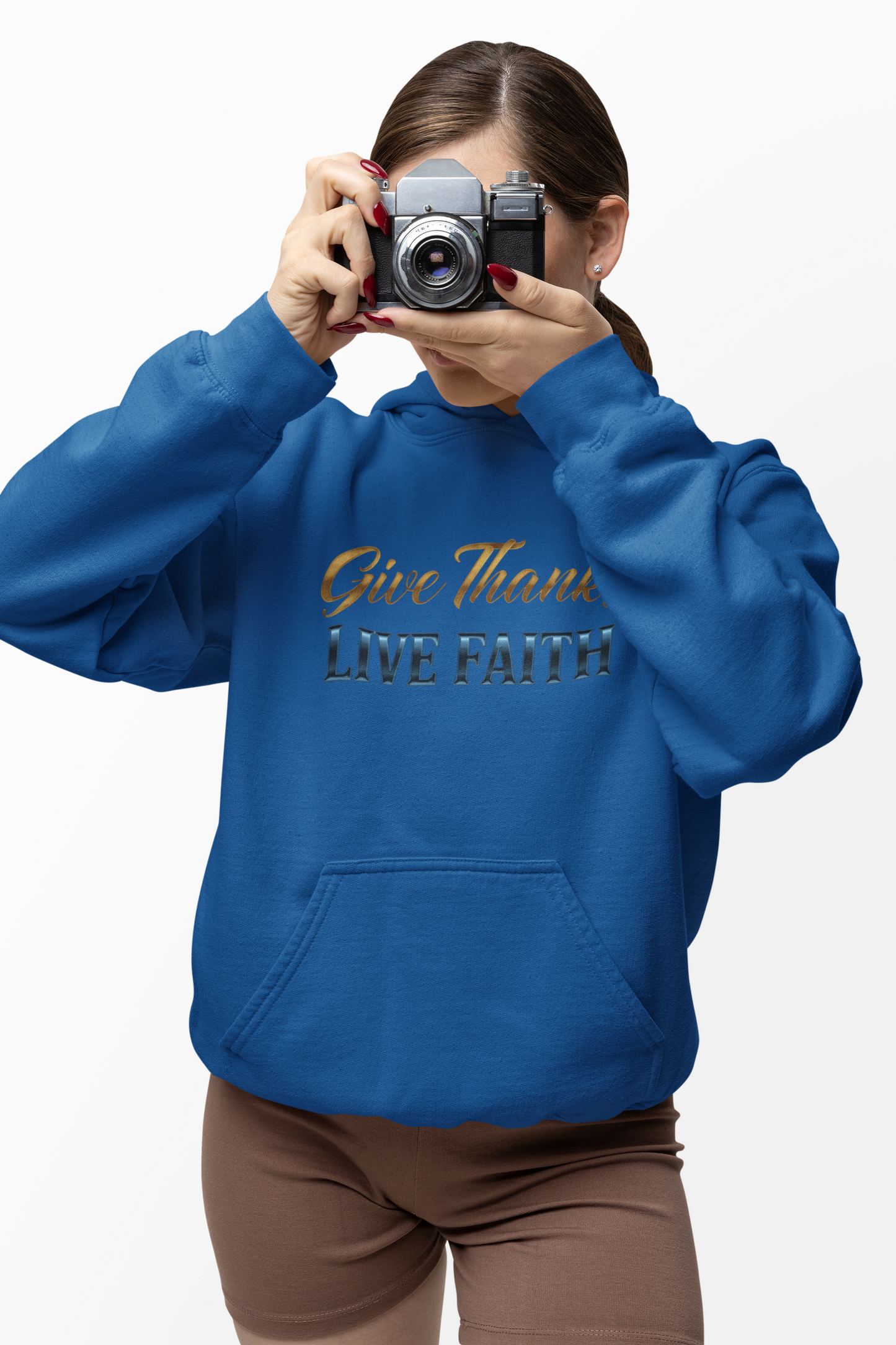 “Give Thanks, Live Faith” Unisex Midweight Softstyle Fleece Hoodie
