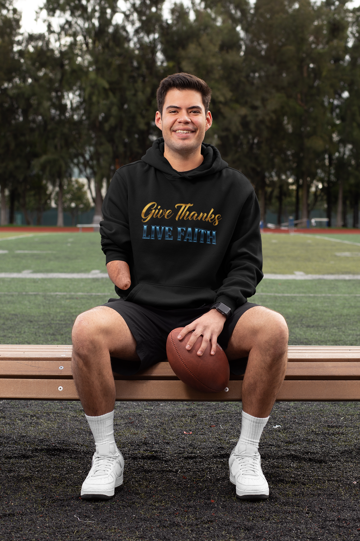 “Give Thanks, Live Faith” Unisex Midweight Softstyle Fleece Hoodie