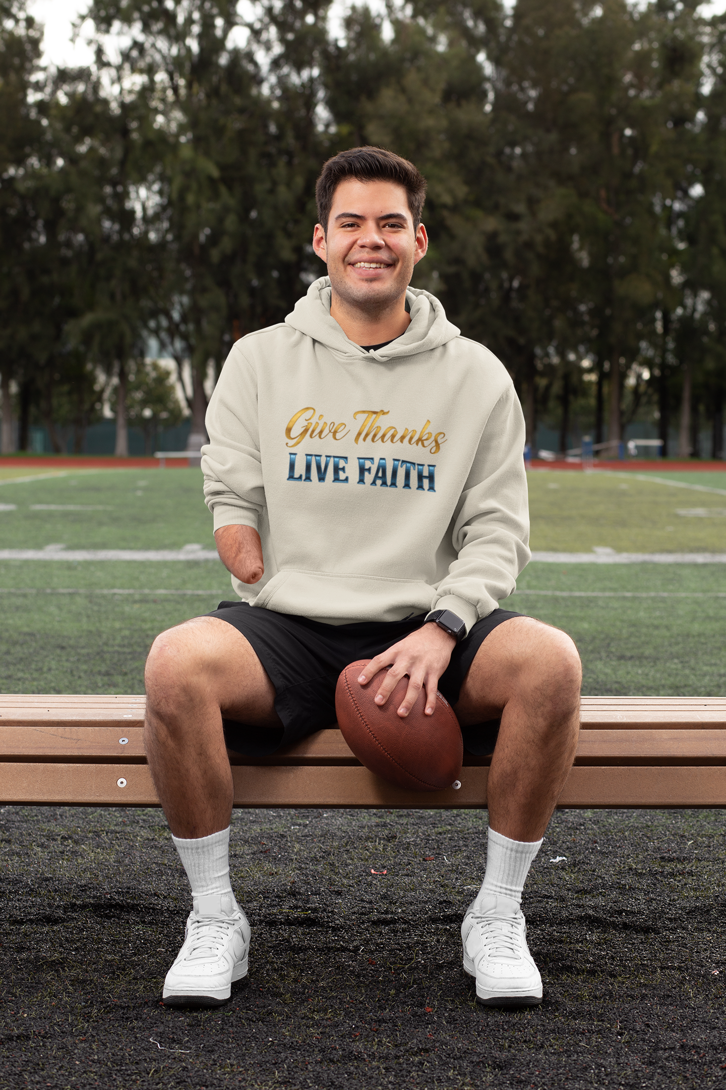 “Give Thanks, Live Faith” Unisex Midweight Softstyle Fleece Hoodie