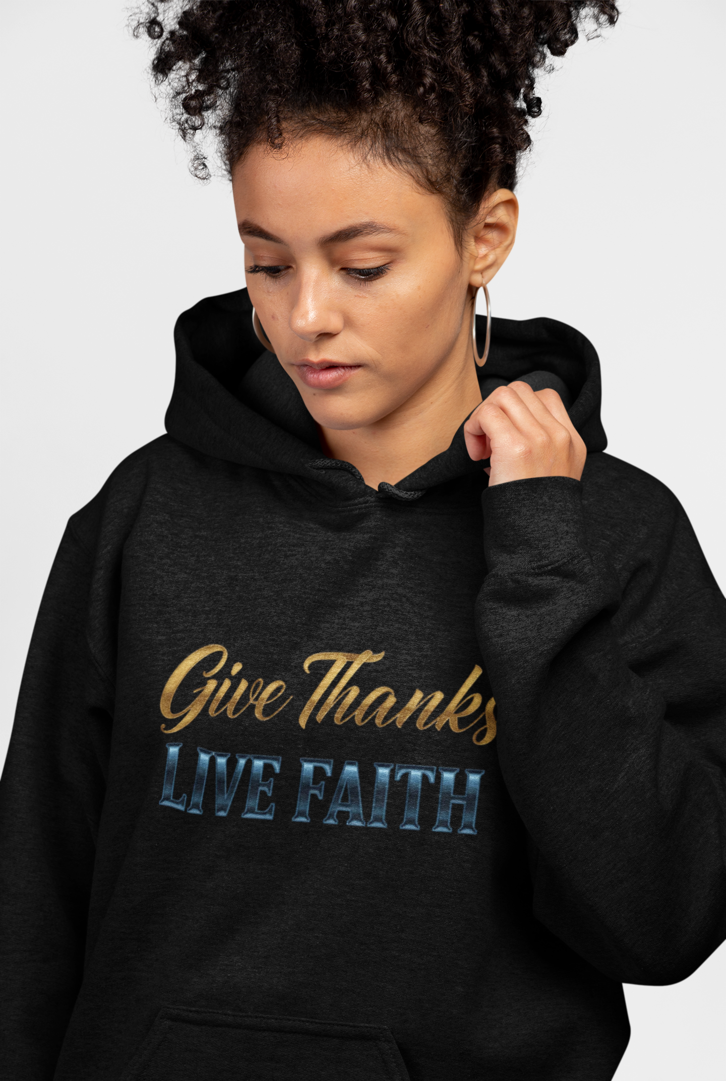 “Give Thanks, Live Faith” Unisex Midweight Softstyle Fleece Hoodie