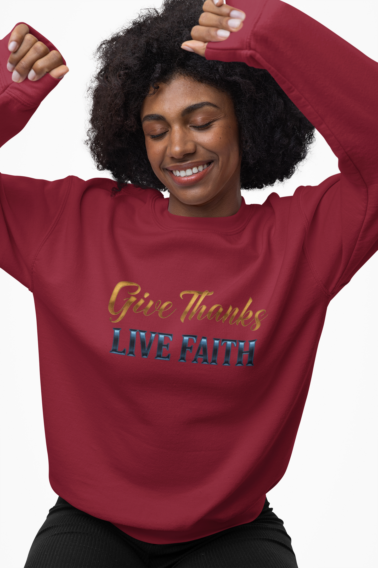 Give Thanks, Live Faith Unisex Heavy Blend™ Crewneck Sweatshirt