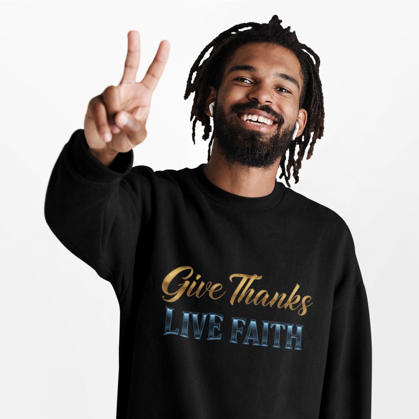 Give Thanks, Live Faith Unisex Heavy Blend™ Crewneck Sweatshirt