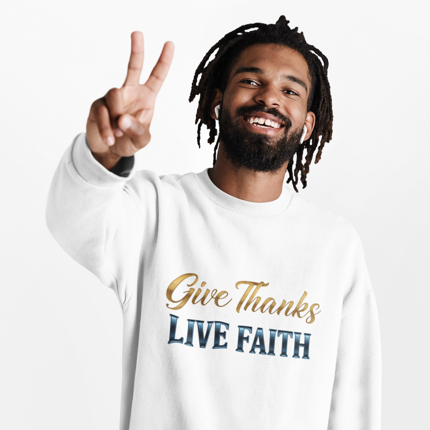 Give Thanks, Live Faith Unisex Heavy Blend™ Crewneck Sweatshirt