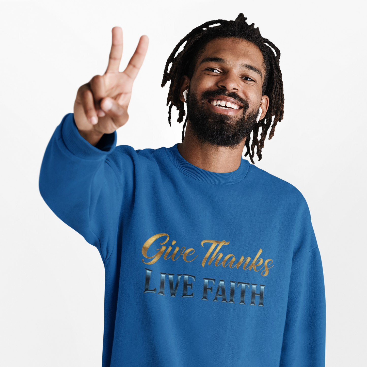 Give Thanks, Live Faith Unisex Heavy Blend™ Crewneck Sweatshirt