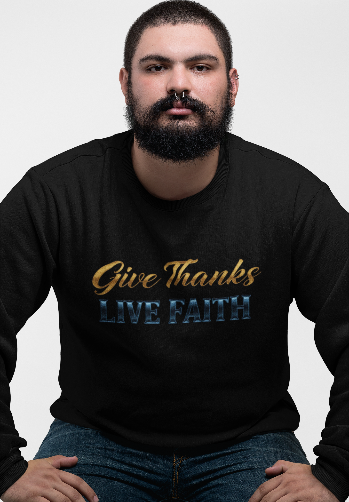 Give Thanks, Live Faith Unisex Heavy Blend™ Crewneck Sweatshirt