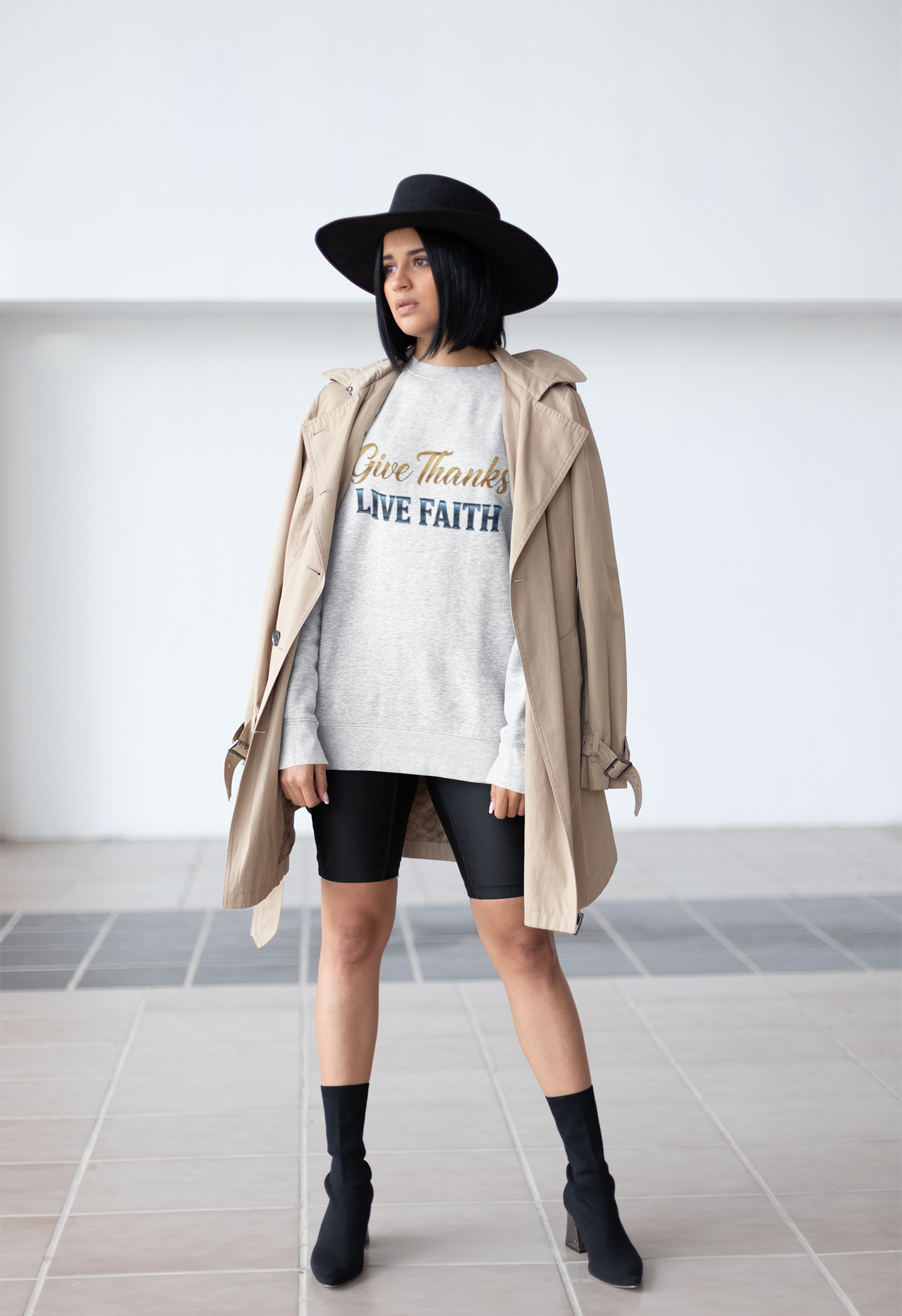 Give Thanks, Live Faith Unisex Heavy Blend™ Crewneck Sweatshirt