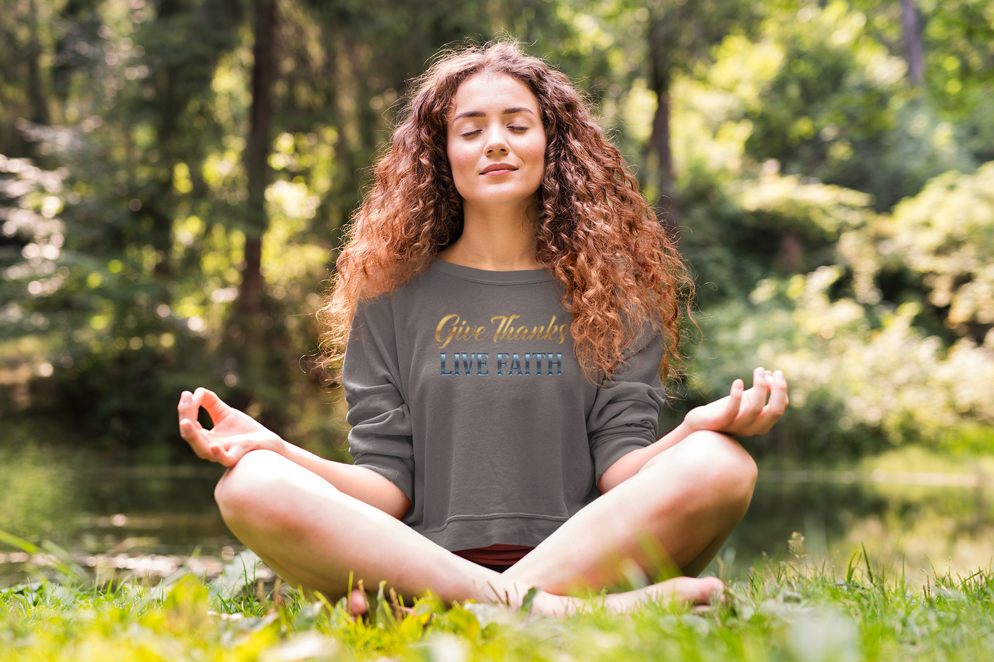 Give Thanks, Live Faith Unisex Heavy Blend™ Crewneck Sweatshirt