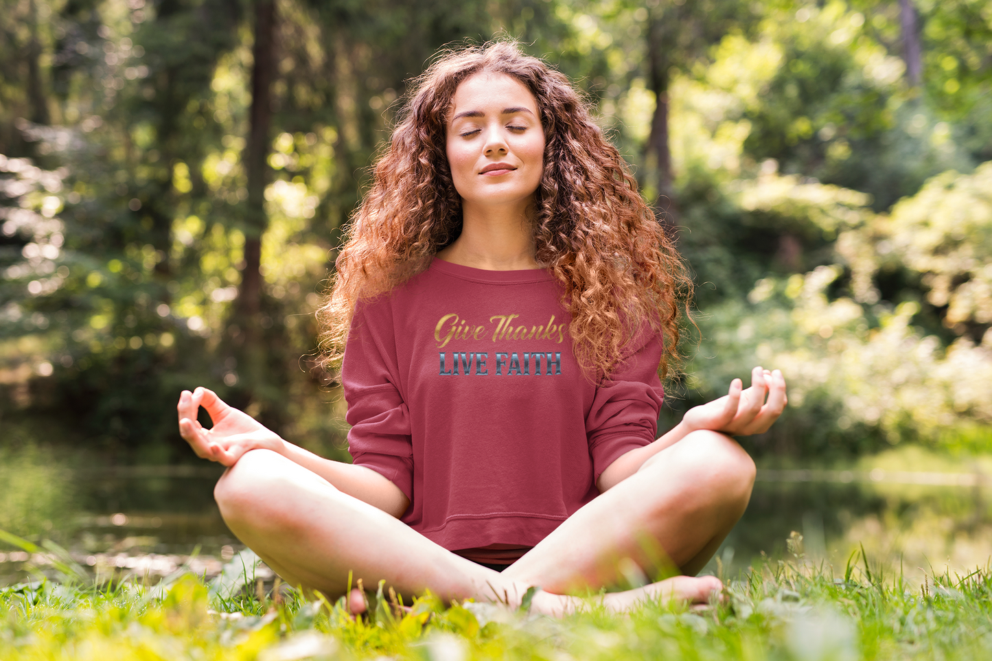 Give Thanks, Live Faith Unisex Heavy Blend™ Crewneck Sweatshirt