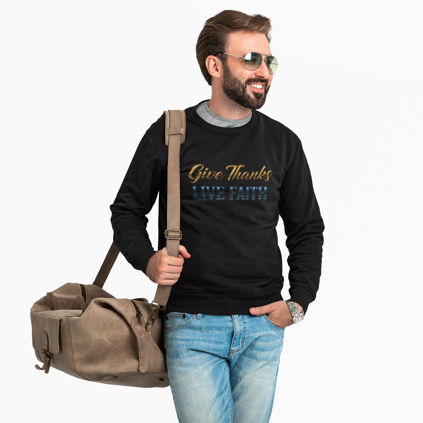 Give Thanks, Live Faith Unisex Heavy Blend™ Crewneck Sweatshirt