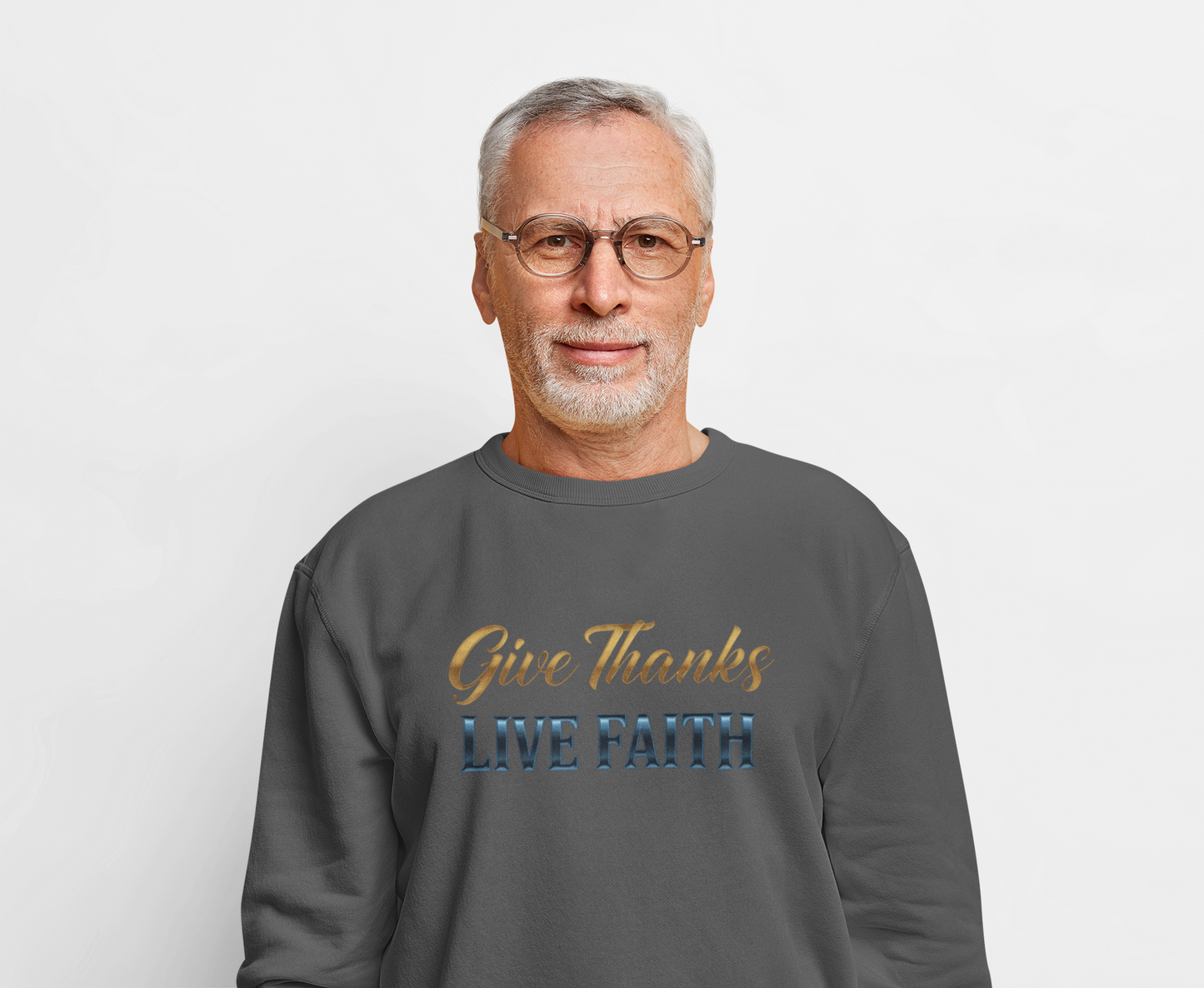 Give Thanks, Live Faith Unisex Heavy Blend™ Crewneck Sweatshirt