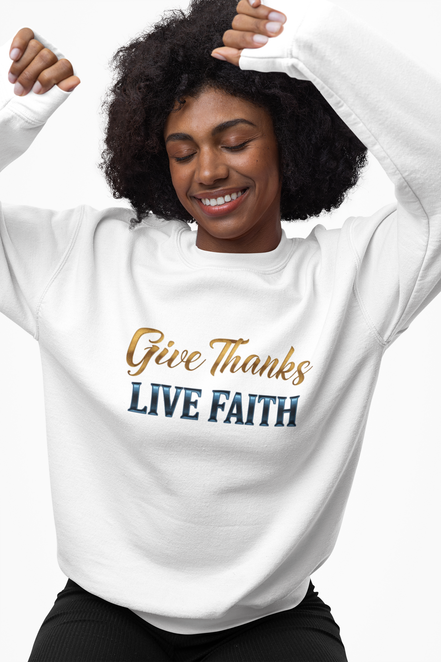 Give Thanks, Live Faith Unisex Heavy Blend™ Crewneck Sweatshirt