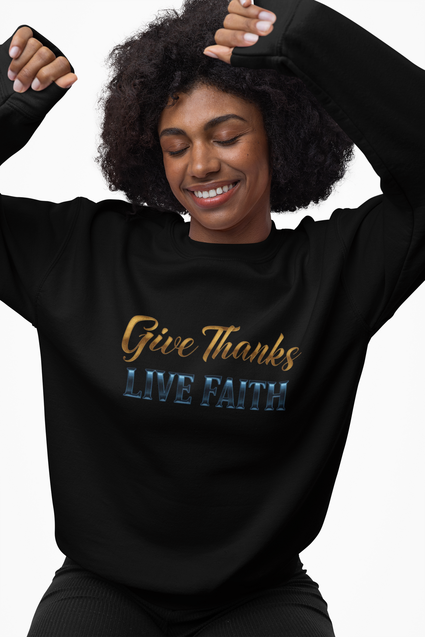 Give Thanks, Live Faith Unisex Heavy Blend™ Crewneck Sweatshirt