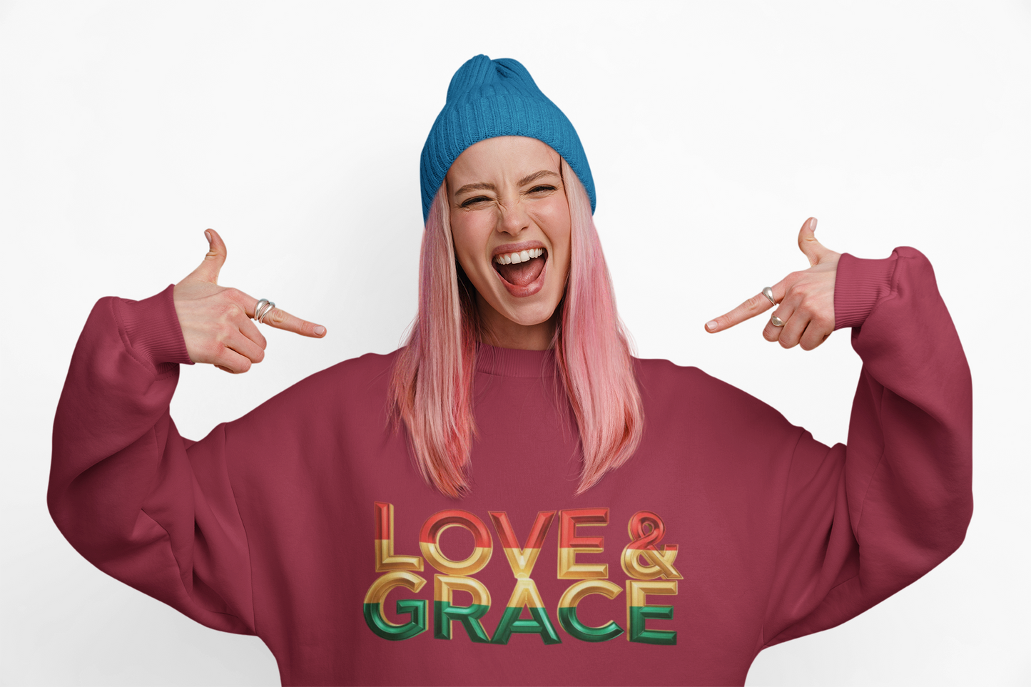 Inspirational Crewneck Sweatshirt - "Love & Grace" Design