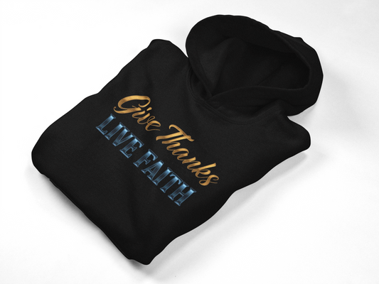 “Give Thanks, Live Faith” Unisex Midweight Softstyle Fleece Hoodie