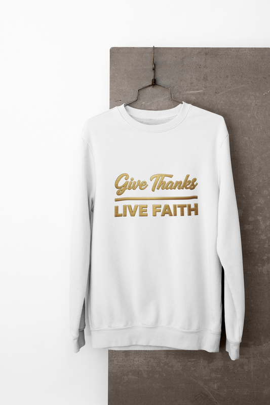 Give Thanks, Live Faith Unisex Heavy Blend™ Crewneck Sweatshirt
